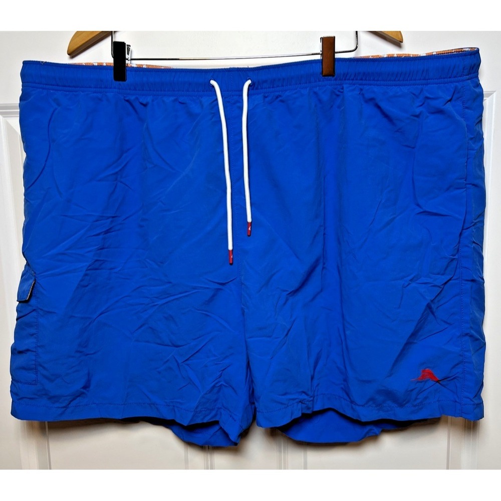 Tommy Bahama Swim Trunks 3XL Blue Nylon EUC Cargo Pocket Mesh Lined Swordfish